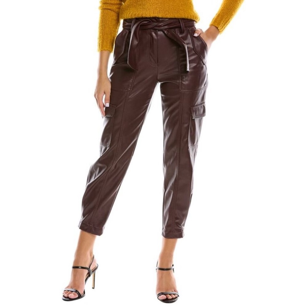10 Crosby Derek Lam Faux Leather Elian Utility High Rise Pants Size 0